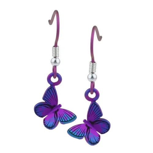 Small Butterfly Pink Drop & Dangle Earrings